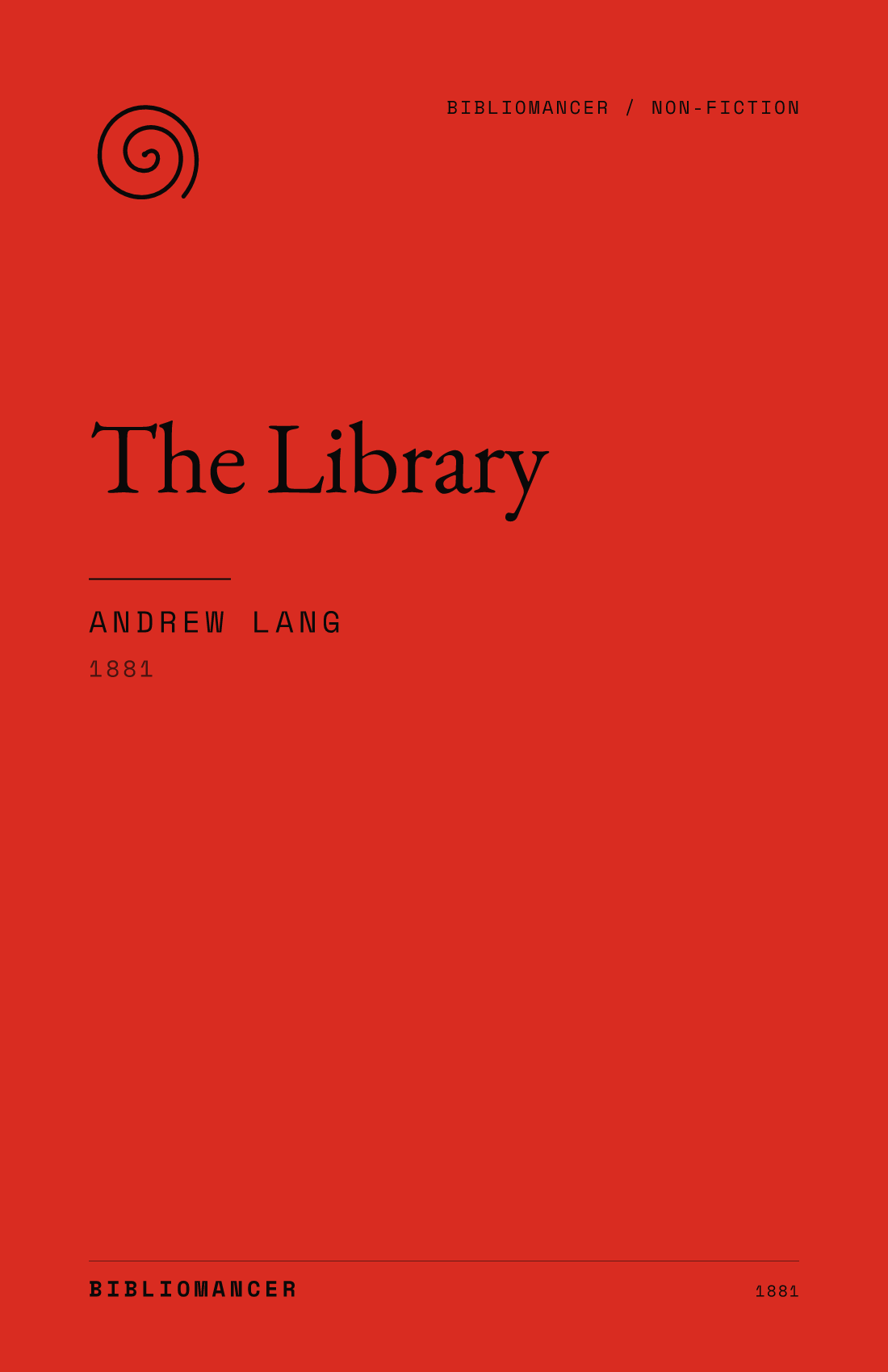 The Library by Andrew Lang — Bibliomancer edition cover