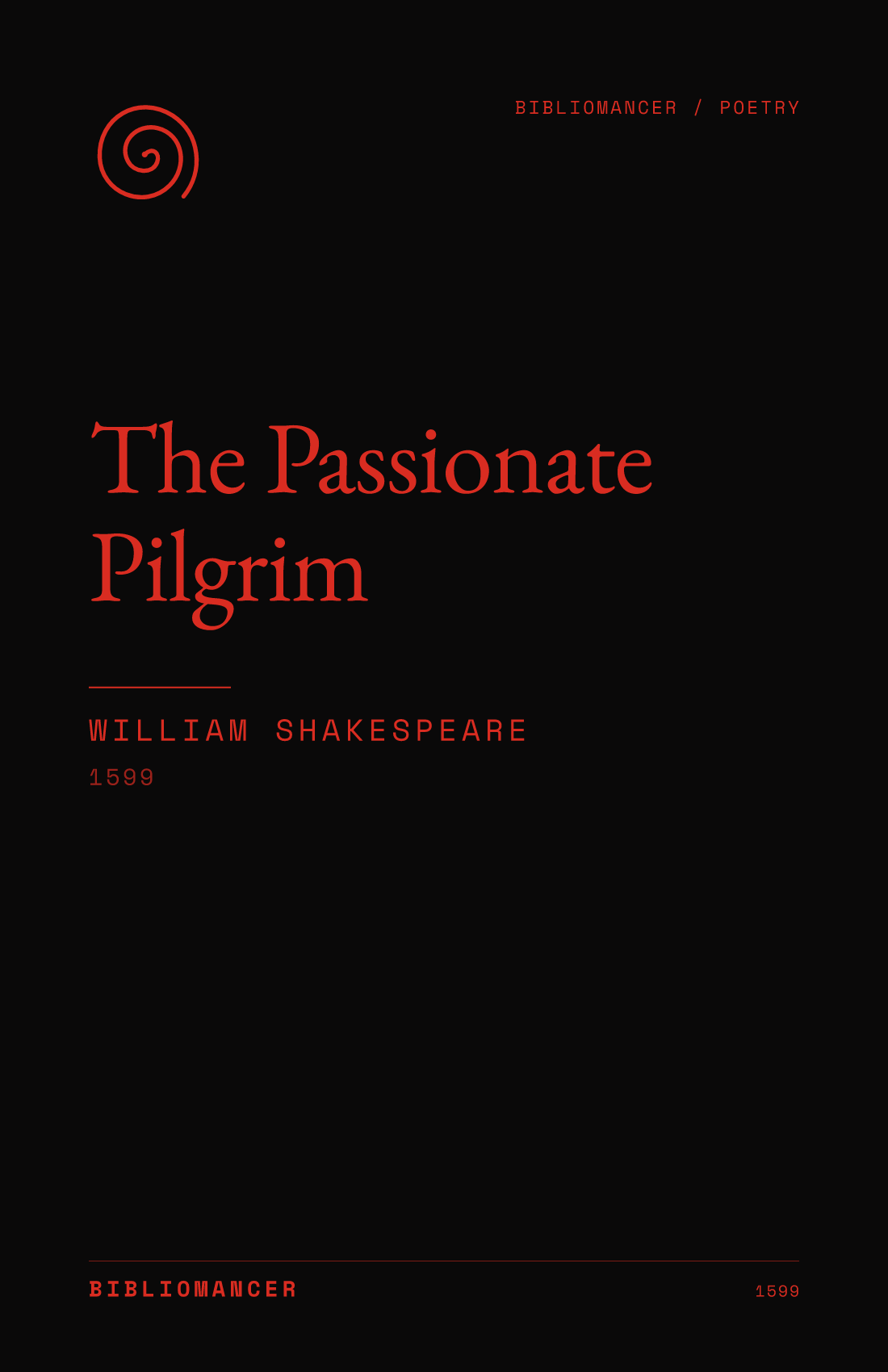 The Passionate Pilgrim by William Shakespeare — Bibliomancer edition cover