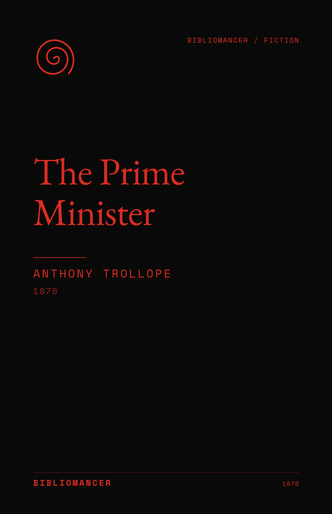 The Prime Minister by Anthony Trollope — Bibliomancer edition cover