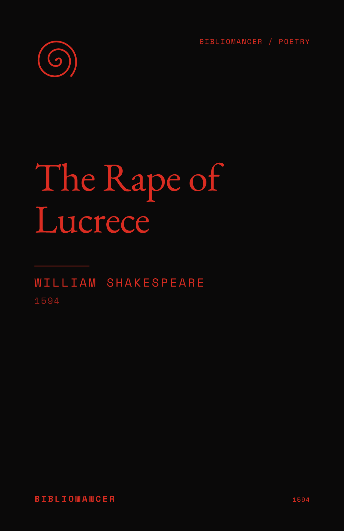 The Rape of Lucrece by William Shakespeare — Bibliomancer edition cover