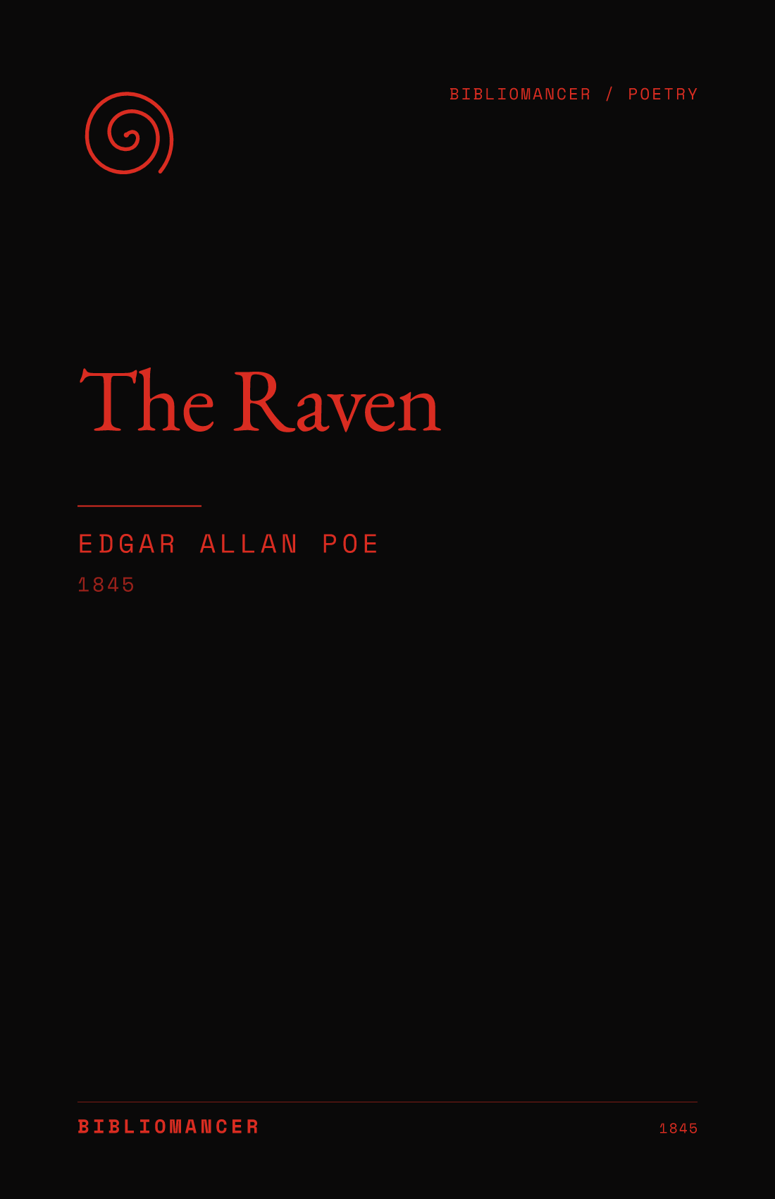 The Raven by Edgar Allan Poe — Bibliomancer edition cover