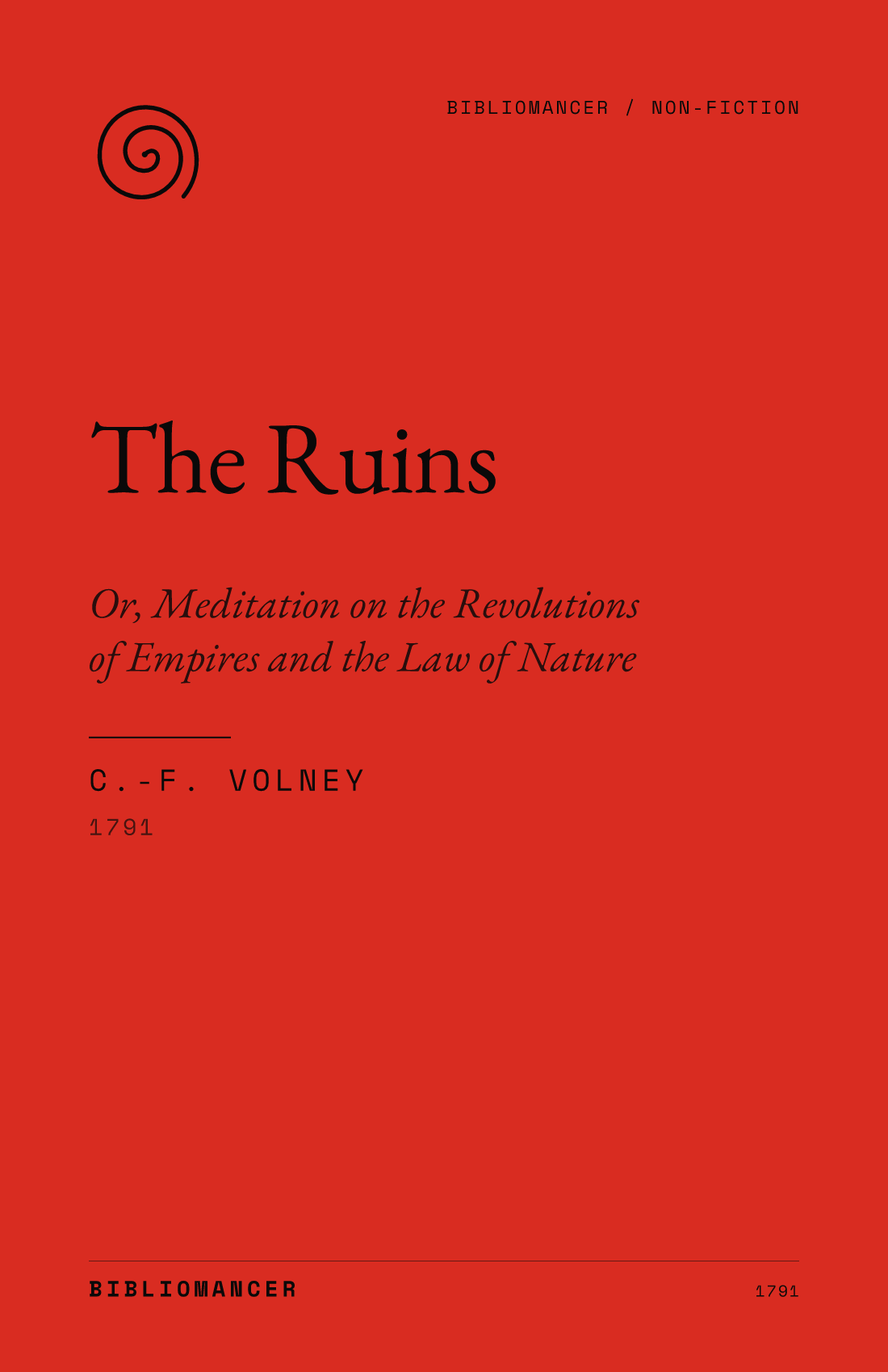 The Ruins by C.-F. Volney — Bibliomancer edition cover