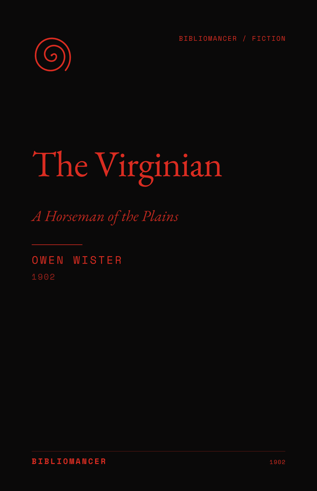 The Virginian by Owen Wister — Bibliomancer edition cover