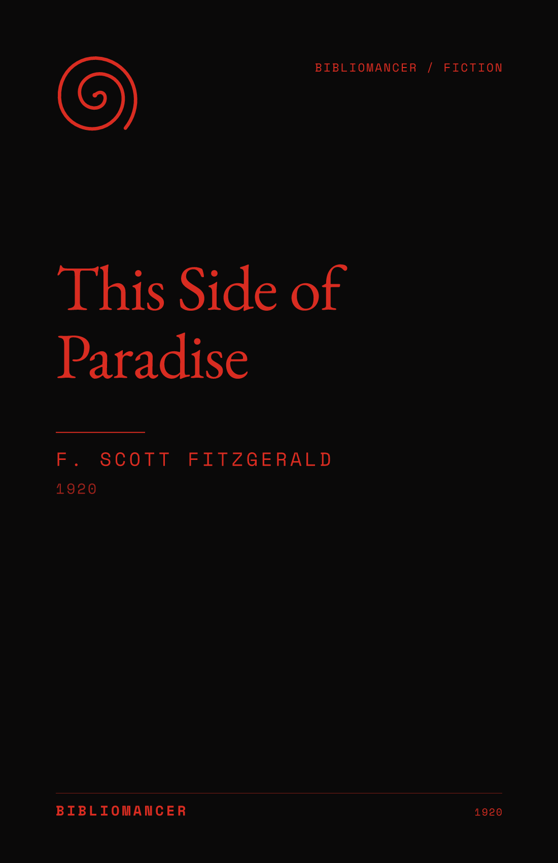 This Side of Paradise by F. Scott Fitzgerald — Bibliomancer edition cover